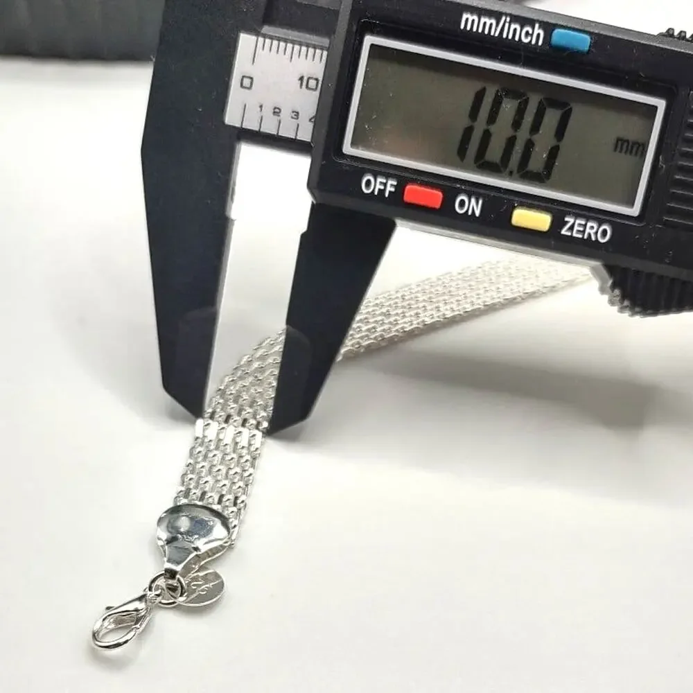 925 Silver Plated Bracelet Chainmail Weave Valentine's Birthday Gift New!!